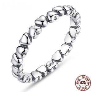 100% 925 Sterling Silver Love Heart Rings