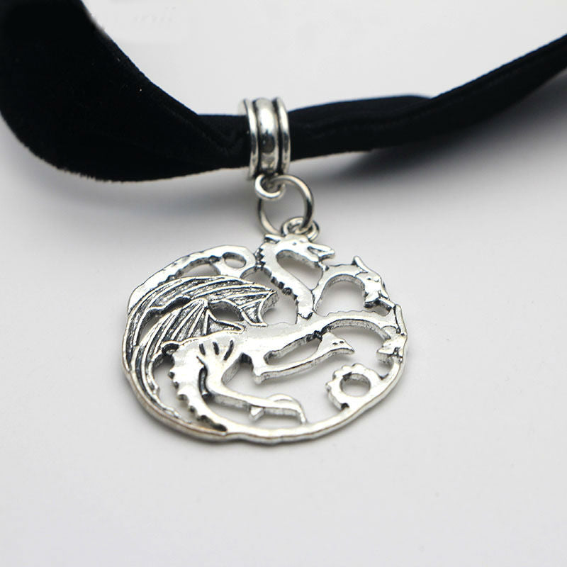 M211 Dongmanli Classic Vintage Ice And Fire Game Of Thrones Daenerys Targaryen Dragon Necklace Badge Link Chain Necklace
