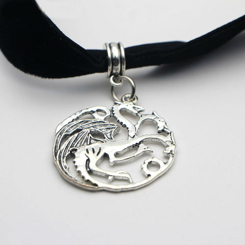 Image of M211 Dongmanli Classic Vintage Ice And Fire Game Of Thrones Daenerys Targaryen Dragon Necklace Badge Link Chain Necklace