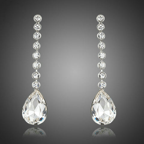 Image of Dangling Elegant Clear Stellux Austrian Crystal Water Drop Earrings Wedding New Years Eve