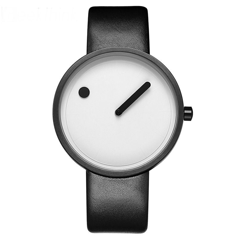 Creative Quartz watch men Casual Black quartz-watch Simple strap