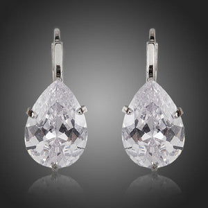 Pear Cut Clear Cubic Zirconia Water Drop Earrings