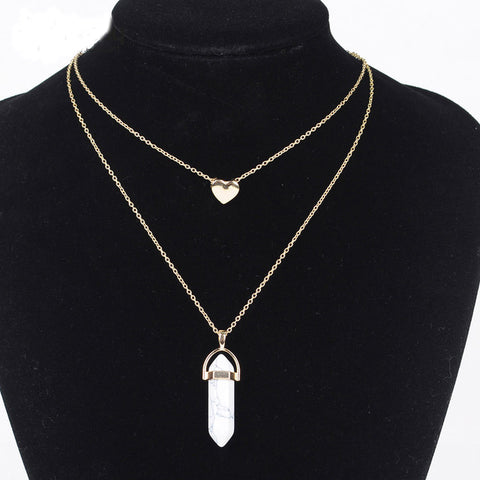 Image of Free Natural Stone Necklace heart gold pendant jewelry (Just Pay Shipping)