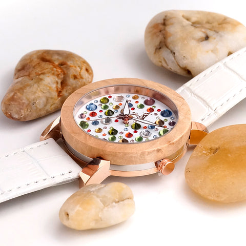 Image of Crystal Bird watch Maple face