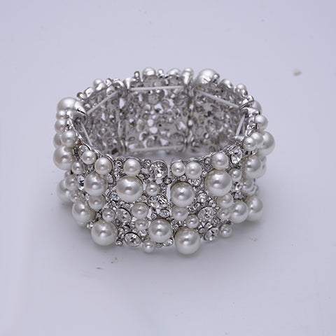 Image of Rhinestone & Simulated Pearl Austrian Crystal Bracelet