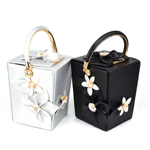 Image of Mini Tote White Flower Bucket Party Evening Bag Box Take out box Style