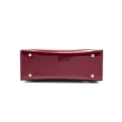 Image of Red Patent Leather Handbag with Shoulder Strap