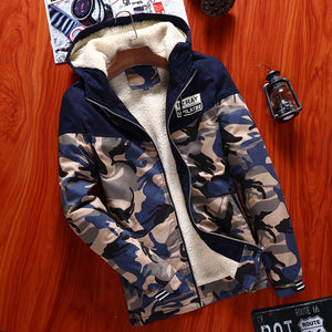 Camo Jacket Men Thick Outwear Overcoat Winter Warm Mens Bomber Jackets Coats Casual Hoodies Male European New Brand Clothing 4XL