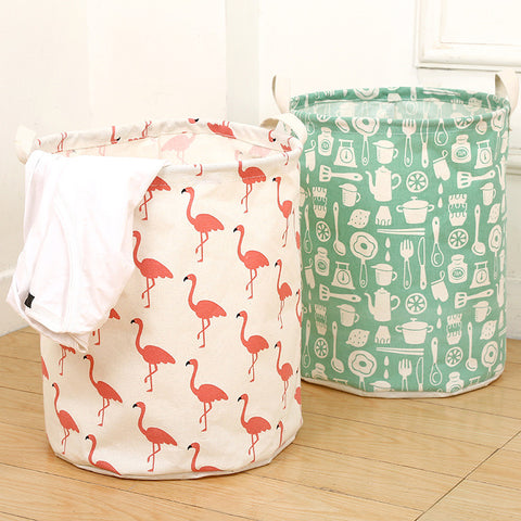 Image of Cotton Linen Waterproof Laundry Basket Folding Clothes Storage Box/Basket/Bucket Children Toys Organizer Container