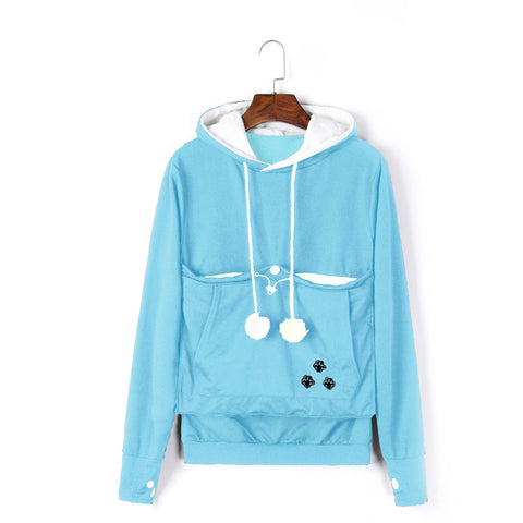 Image of Cat Lovers Hoodies With Cuddle Pouch With Cat Ears Sweatshirt