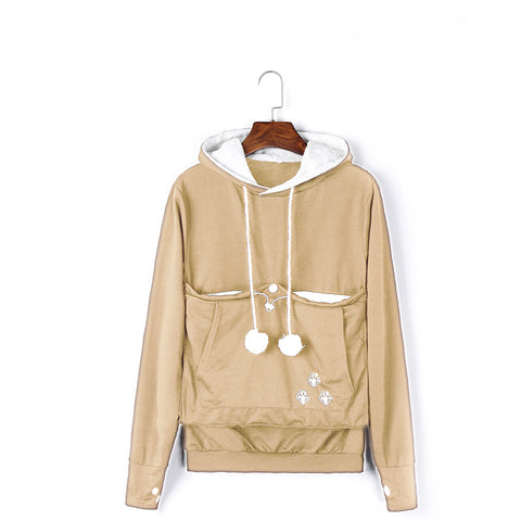 Image of Cat Lovers Hoodies With Cuddle Pouch With Cat Ears Sweatshirt