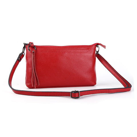 Image of Leather Clutch Genuine Cowhide Leather Small Handbags Cross body