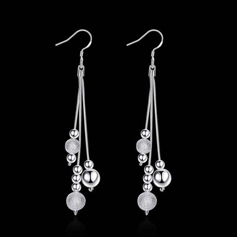 Image of Silver plated Drop Beaded Earrings
