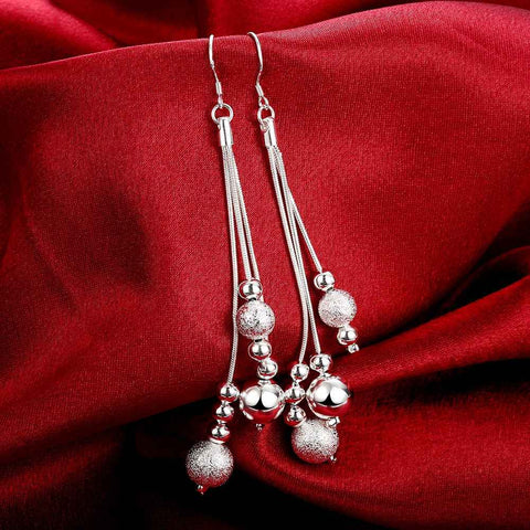 Image of Silver plated Drop Beaded Earrings