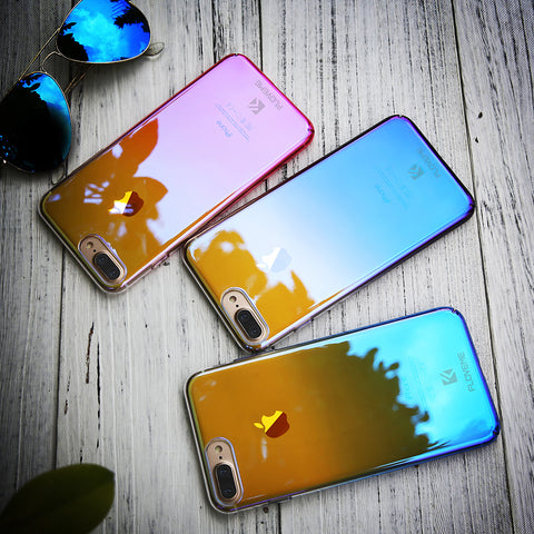 Image of For iPhone 6 6S Plus Case 5 5S SE Gradient Blue-Ray Light Case For Apple iPhone 7 7 Plus 5S 5 SE Clear Accessories Cover
