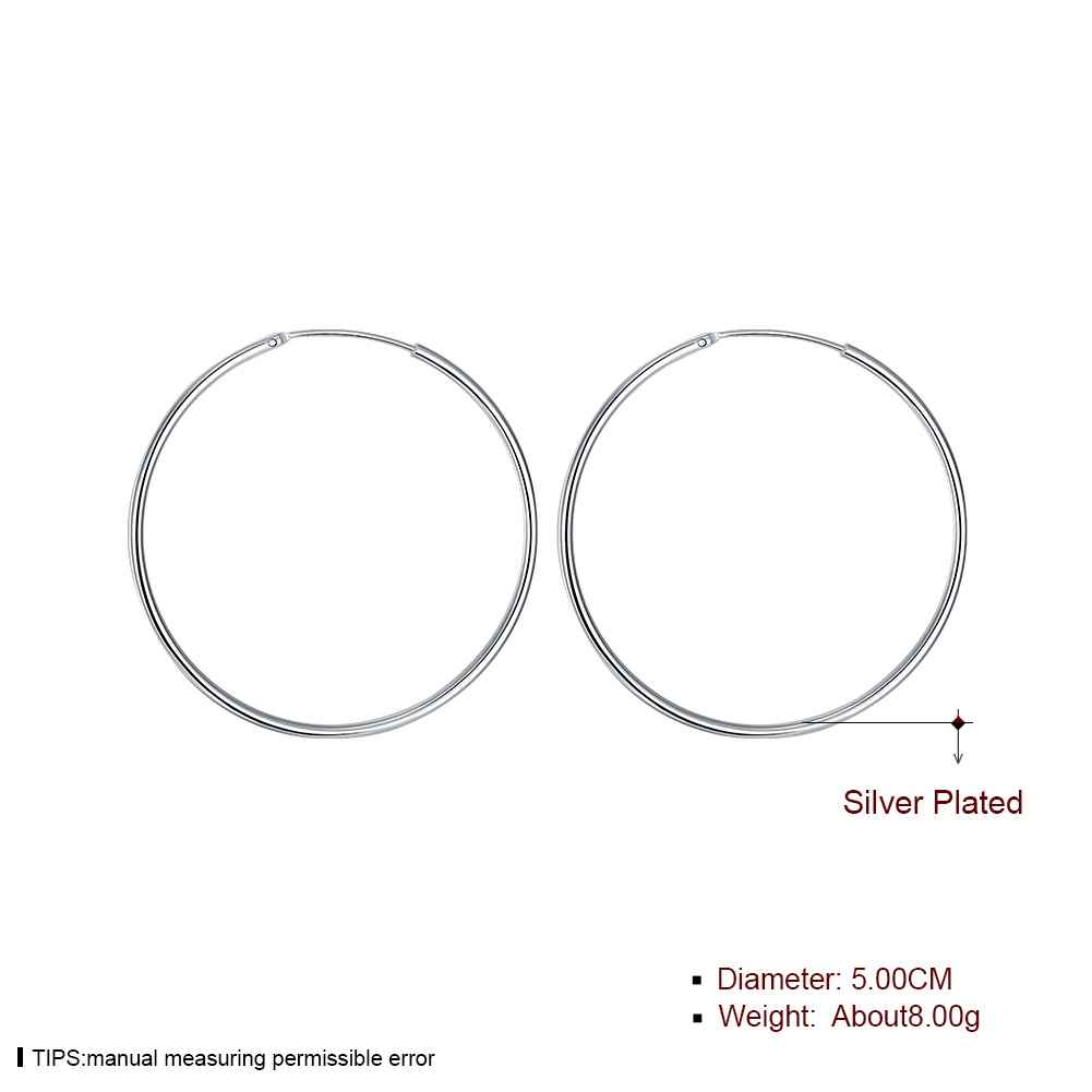 Silver plated Big Circle Hoop earrings