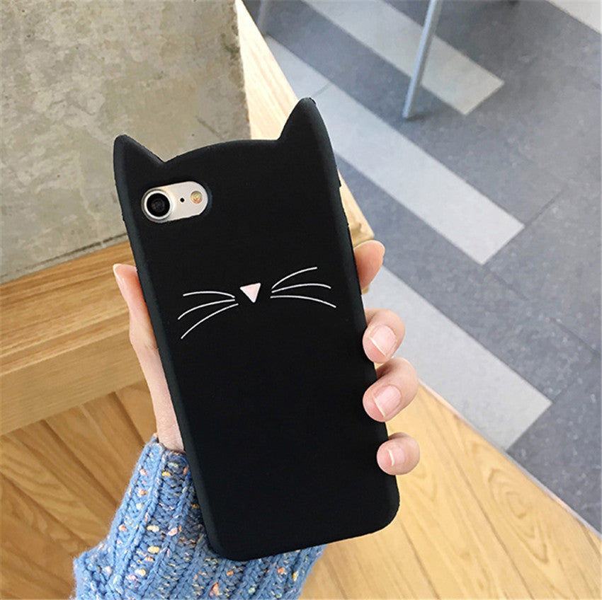 For Samsung Galaxy S6 S6 Edge S7 Edge S8 S8Plus Case Cute 3D Black beard Cat Ears Animal Cartoon Capa Soft Silicone Phone Cases kitty