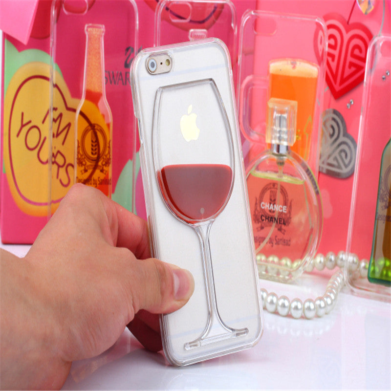 Red Wine Cup Liquid Transparent Case For Apple iPhone 7 7 plus 6 6S plus 5 5S 5C 4 4S Phone Cases Back Covers