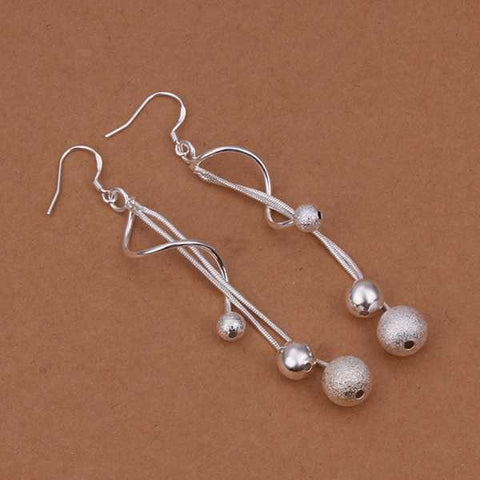 Image of Silver Twisted Drop Earrings