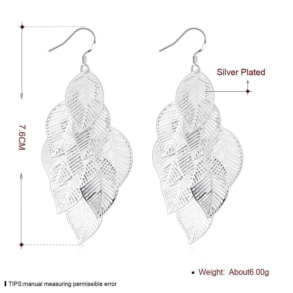 Silver Plated Leave in Chandelier Earrings