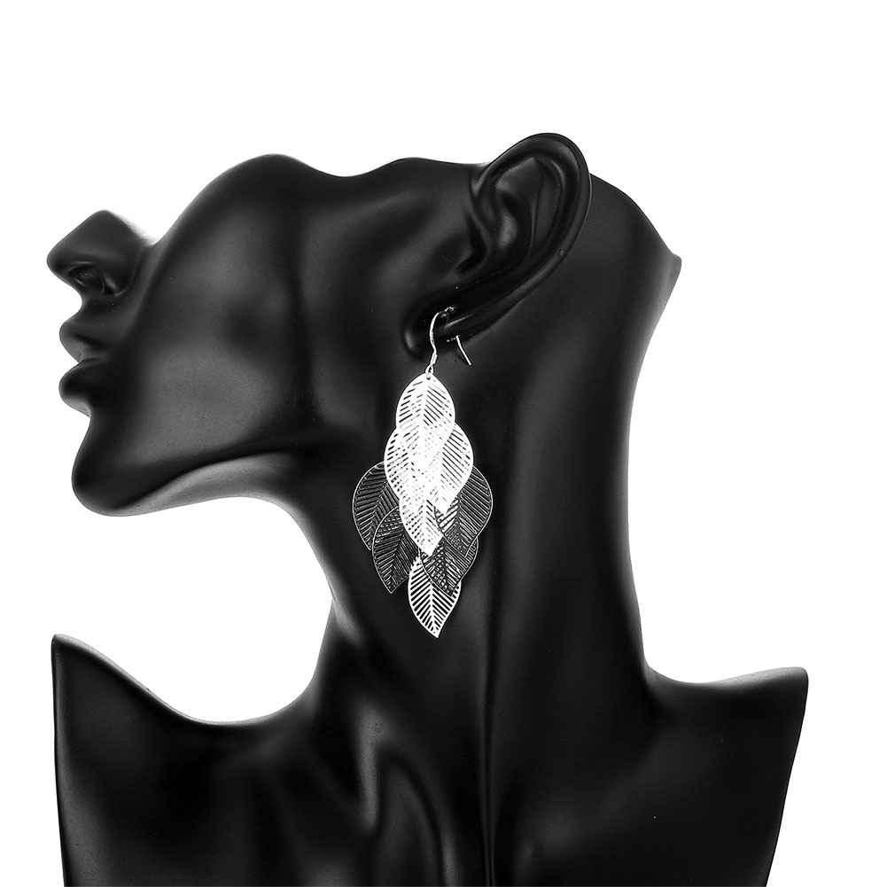 Silver Plated Leave in Chandelier Earrings