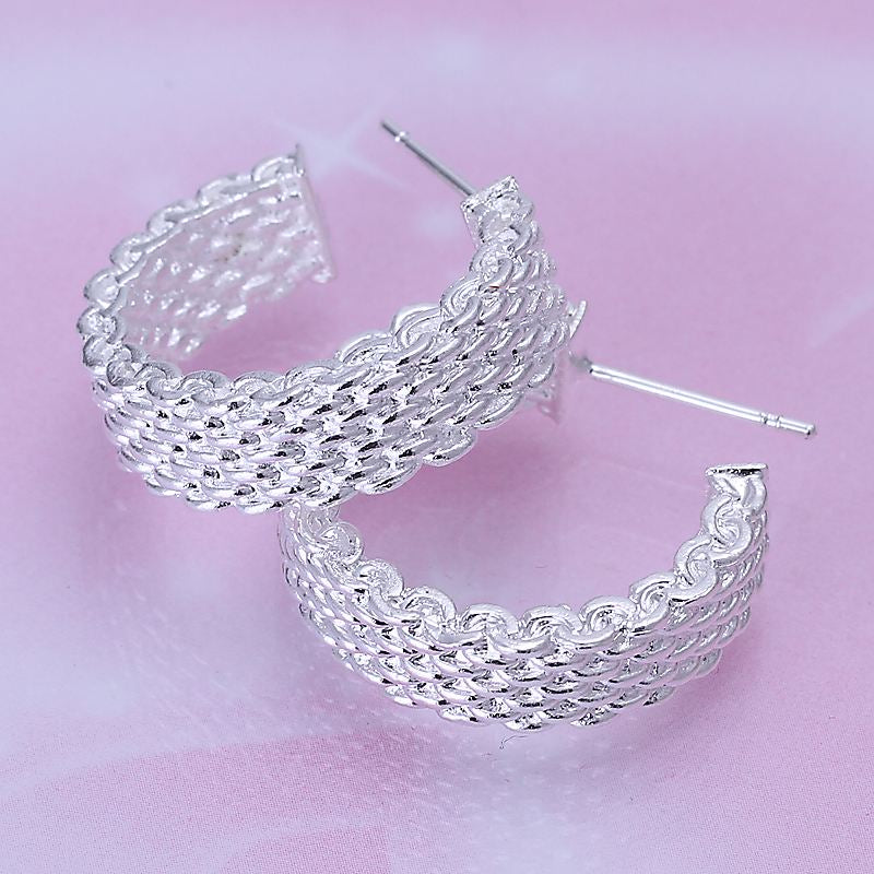 Silver Plated Woven Design Stud