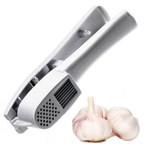 Image of Garlic Press & Slicer 2 in 1 - Aluminium Garlic & Ginger Mincer and Slicer - with Slicing and Grinding - Kitchen Cooking Tools