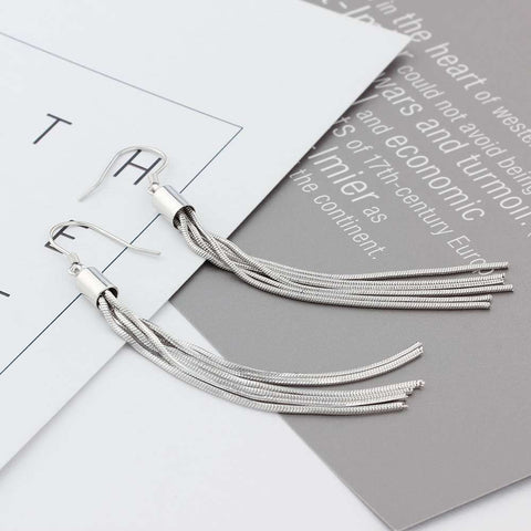 Image of 925 Sterling Silver Tassel Dangle Earrings