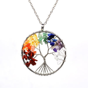 Tree of Life Necklace Multi color Natural Stones and Minerals Life Tree Necklace Choker Chain Necklaces