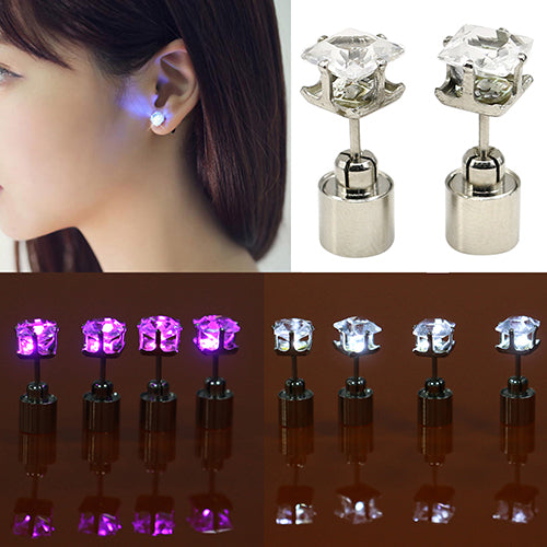 LED Light Ear Studs Square Earrings - Free + Shipping