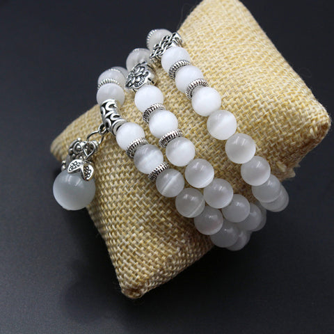 Image of Natural Opal Beads Bracelet for Women Brave Buddha Pendant Vintage