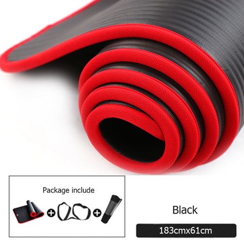 Image of New 10mm Thickened Non slip 183cmX61cm Yoga Mat NBR Fitness Gym Mats Sports Cushion Gymnastic Pilates Pads With Yoga Bag & Strap Yoga Mats