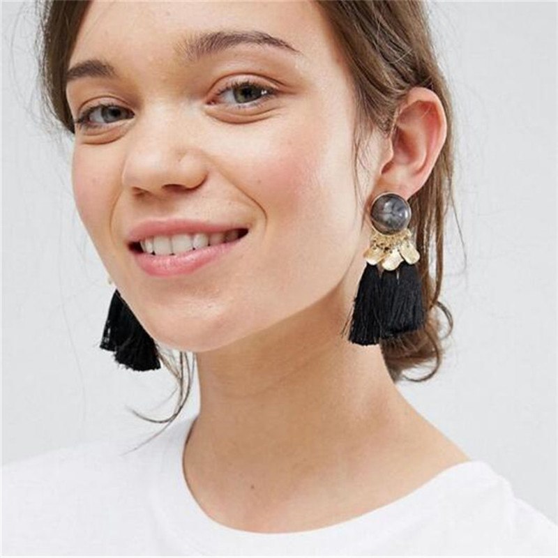 Bohemian Gold & Tassel Dangle Earrings