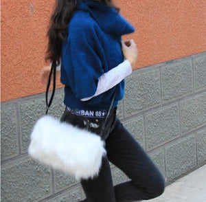 Faux Rabbit Fur bags Small Messenger Bag for Women Cross body Shoulder Strap Bag Winter