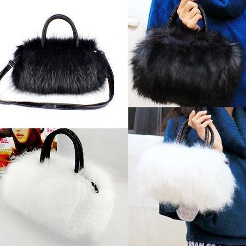 Image of Faux Rabbit Fur bags Small Messenger Bag for Women Cross body Shoulder Strap Bag Winter