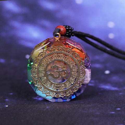 Image of Orgonite Pendant Om Symbol Necklace Chakra Healing Energy Necklace Meditation Jewelry Handmade Professional Dropshipping Pendant Necklaces