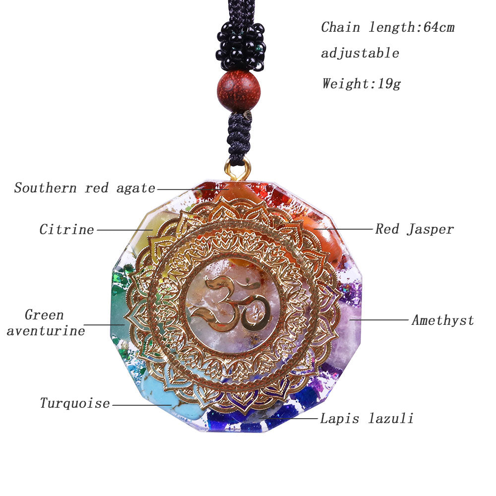 Orgonite Pendant Om Symbol Necklace Chakra Healing Energy Necklace Meditation Jewelry Handmade Professional Dropshipping Pendant Necklaces