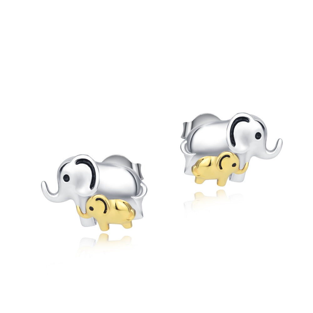 100% Real Pure 925 Sterling Silver Lucky Elephant Mom And calf