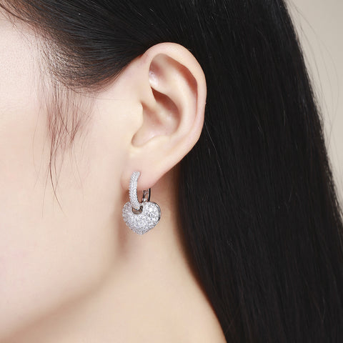 Image of Heart Shape Drop Earrings in 3 Colors with 2 earring looks in one