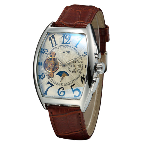 Image of Tourbillon Clock Tonneau Watch Automatic Wristwatch Mechanical