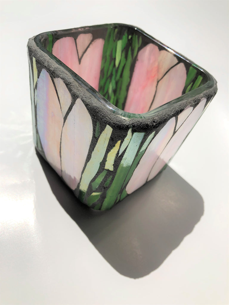 Tulip Mosaic Glass Votive