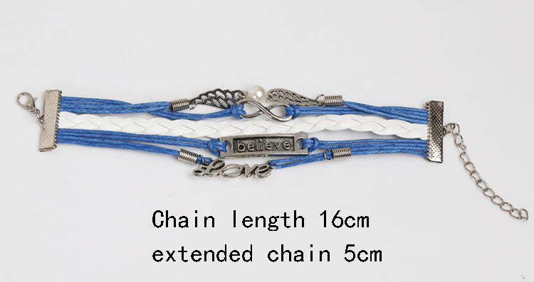 Leather "Believe&Love" adjustable bracelet
