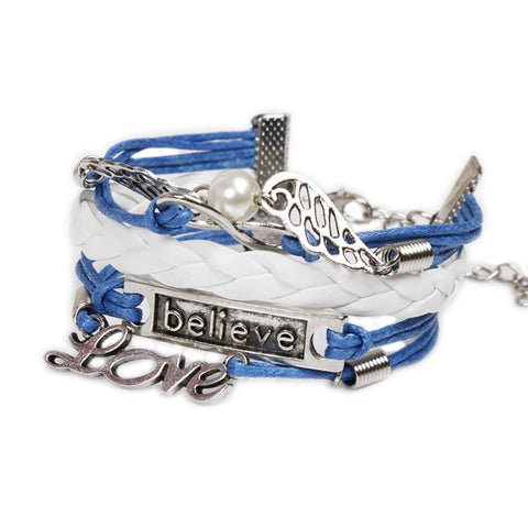 Image of Leather "Believe&Love" adjustable bracelet