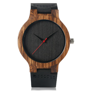 Bamboo Wooden Modern Men's Quartz with Soft Leather band