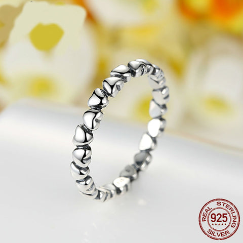 Image of 100% 925 Sterling Silver Love Heart Rings