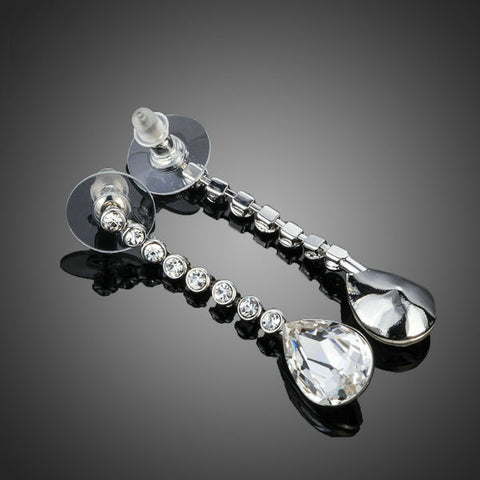 Image of Dangling Elegant Clear Stellux Austrian Crystal Water Drop Earrings Wedding New Years Eve
