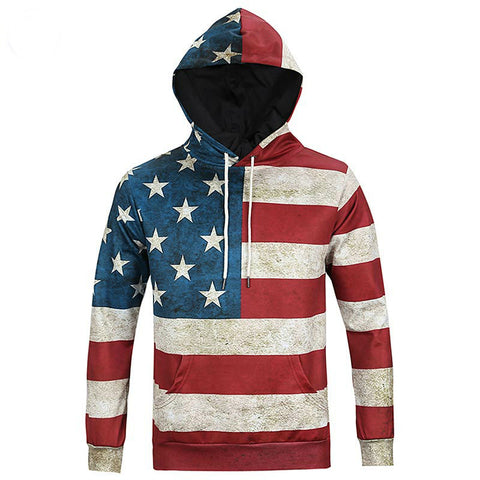 USA Flag Stars Stripped Hoody Hoodies With Cap Hooded Tops North America Fashion Men/women 3d Sweatshirts Print USA Flag Stars Stripped Hoody Hoodies With Cap Hooded Tops