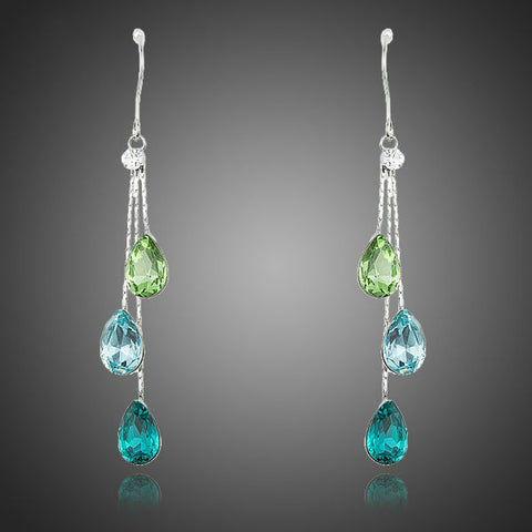 Image of Elegant Charm Earrings for Women With 3pcs Water Drop Stellux Austrian Crystal Dangle Wedding Earrings