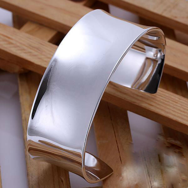 925 Silver Big Size Cuff Bracelets 28mm(w) Bangles Free Shipping