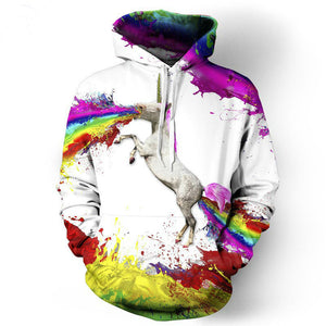 Unicorn Rainbow Horse Digital Printing Hooded Hoodies For Men/Women 3d Sweatshirts Long Sleeve Hoody Cap Pullovers